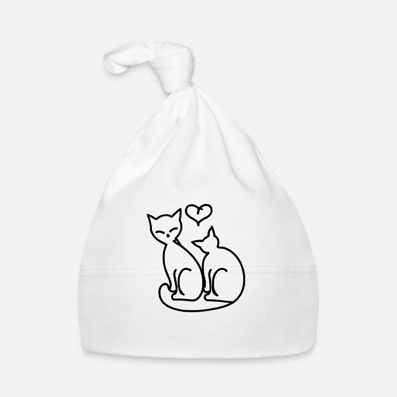 Katzen Liebe Herz Line Art Geschenkidee Baby Bio-Mütze