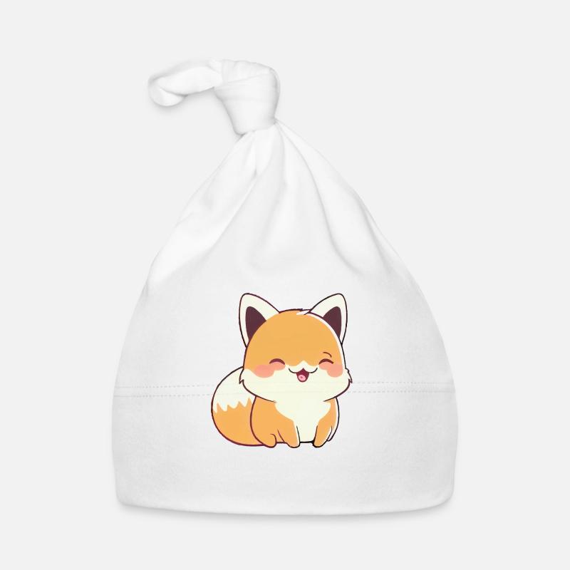 Kiitsune renard mignon adorable animé kawaii manga - Bonnet bio Bébé - blanc