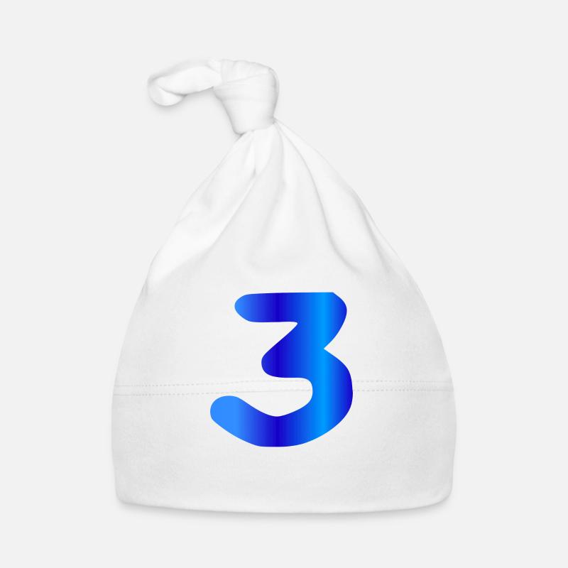 3 ans anniversaire bleu - Bonnet bio Bébé - blanc