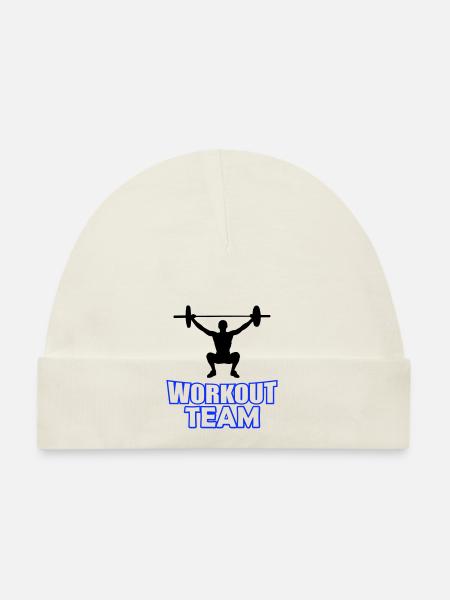workout team - Baby Bio-Mütze - Weiß - Vorne