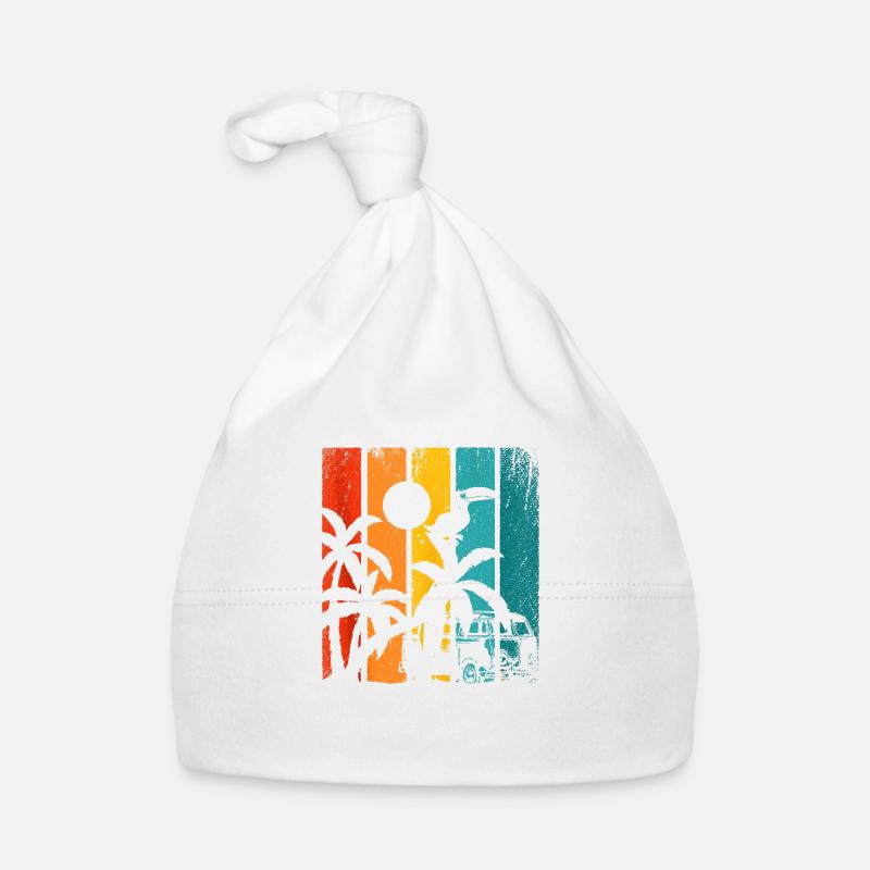 Retro Palm Trees Beach Summer Baby Bio-Mütze