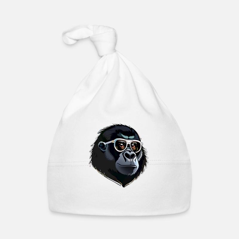 Gorilla head - Organic Baby Cap - white
