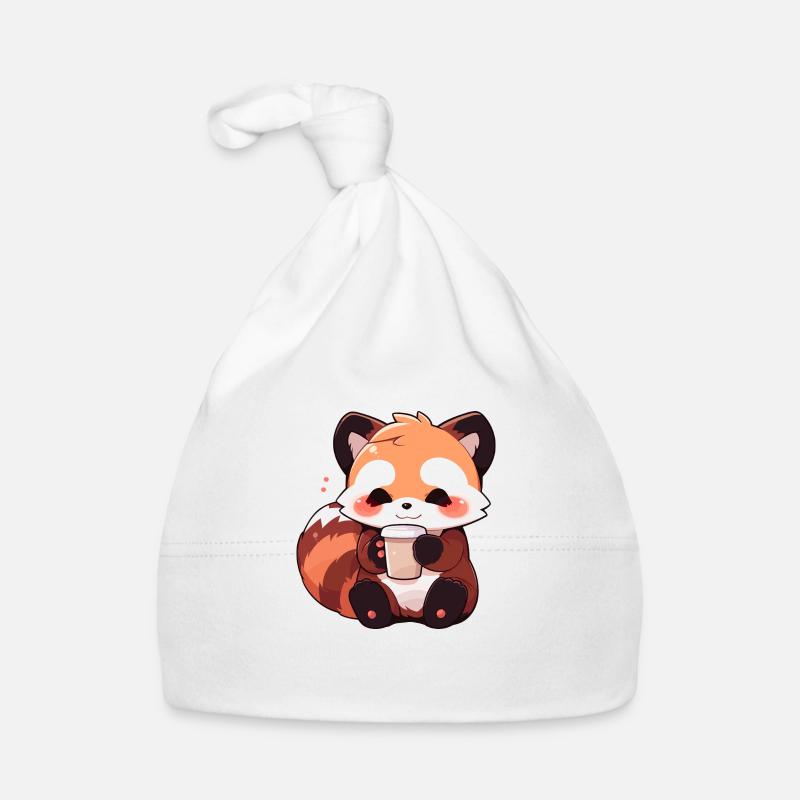 Red panda - Organic Baby Cap - white