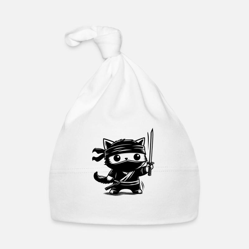 Ninja Cat - Organic Baby Cap - white