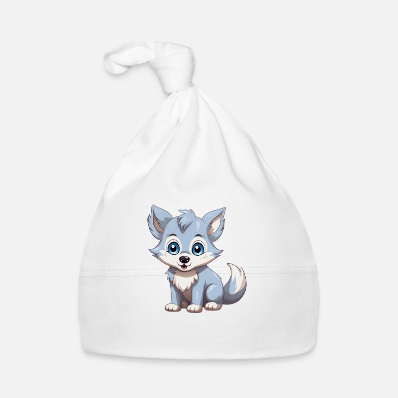 Louveteau mignon - Bonnet bio Bébé - blanc