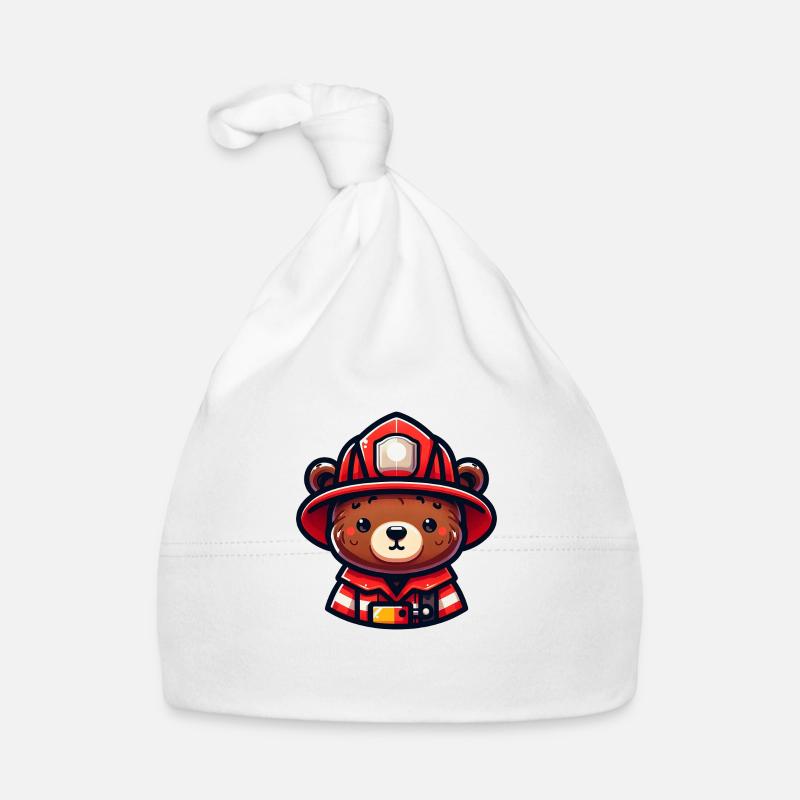Cute Bear Firefighter Organic Baby Cap