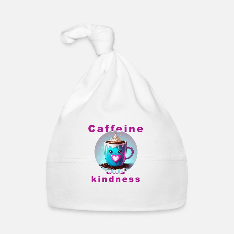 Liebevolle Kaffeetasse mit Botschaft "Koffein und Verwandtschaft" Baby Bio-Mütze
