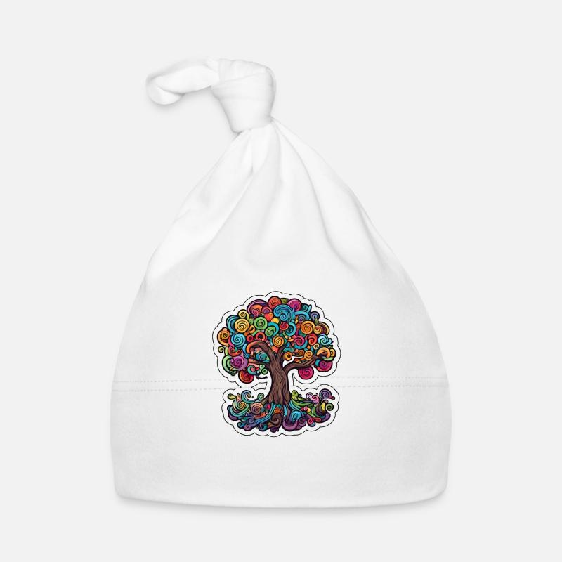 Arbre de vie coloré arbre avec des boucles colorées abstrait Bonnet bio Bébé