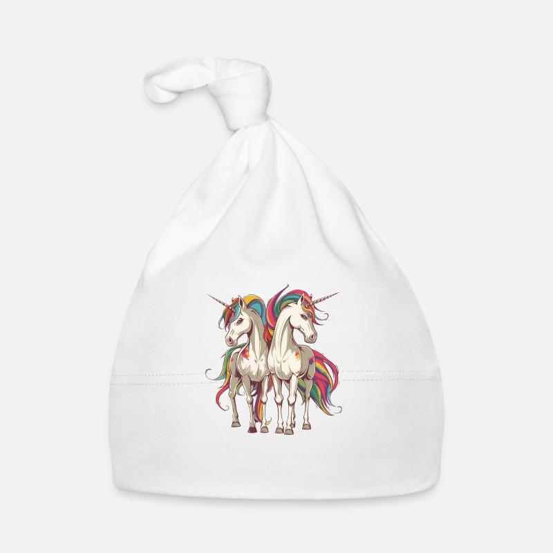Buntes Einhorn-Duo Baby Bio-Mütze
