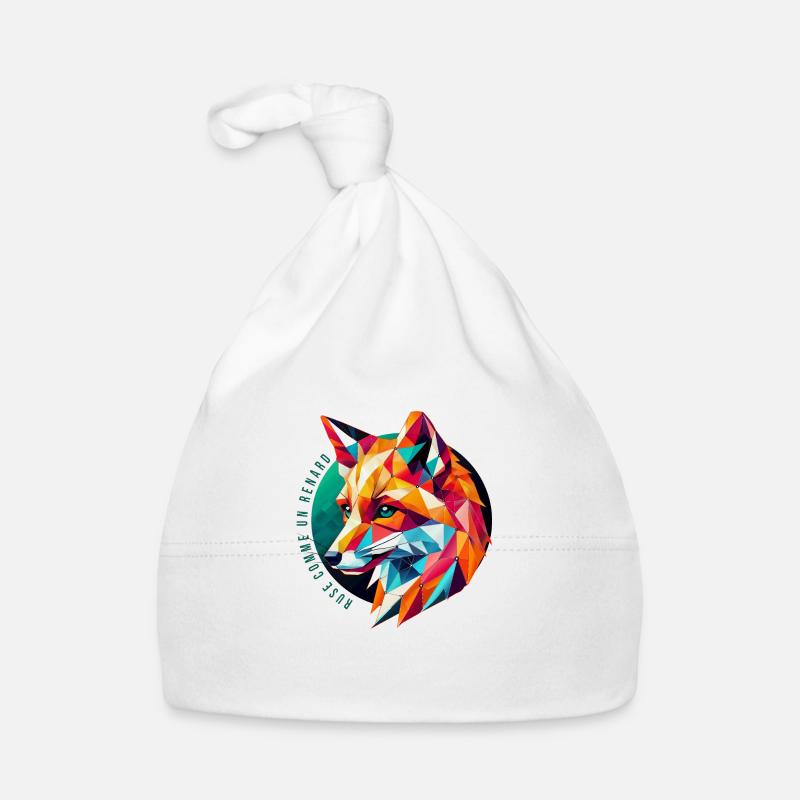 Multicolor Geometric Fox - Abstract Design Organic Baby Cap