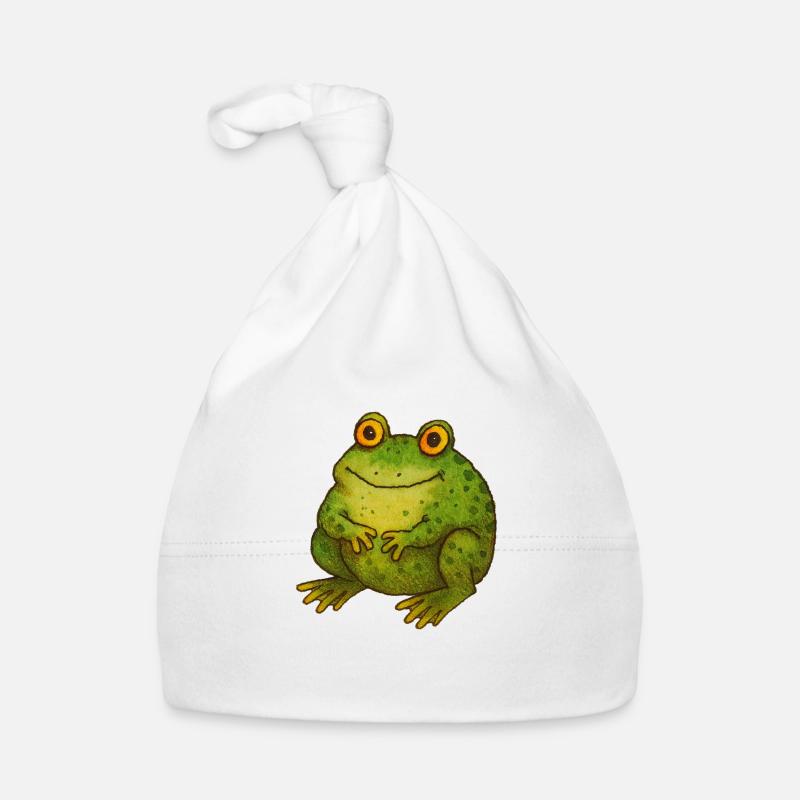 Mignon Vintage Crapaud Vert Rétro Nature Art Bonnet bio Bébé