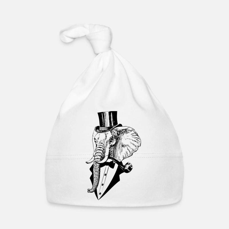 comme un monsieur Elephant - Bonnet bio Bébé - blanc