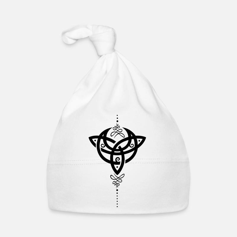 Celtic moon, crescent moon with Trinity symbol. Organic Baby Cap