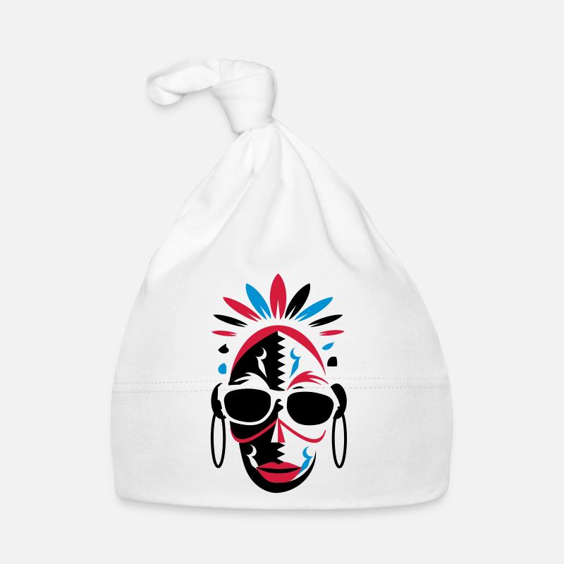 afrikanische Maske mit Sonnenbrille als Stencil Baby Bio-Mütze