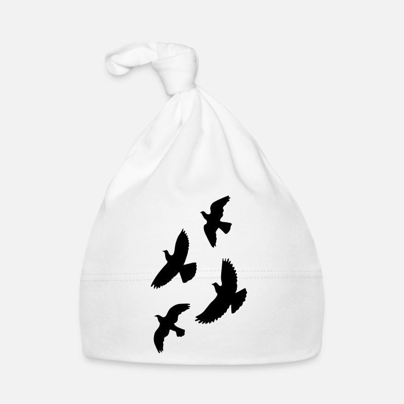 oiseaux - Bonnet bio Bébé - blanc