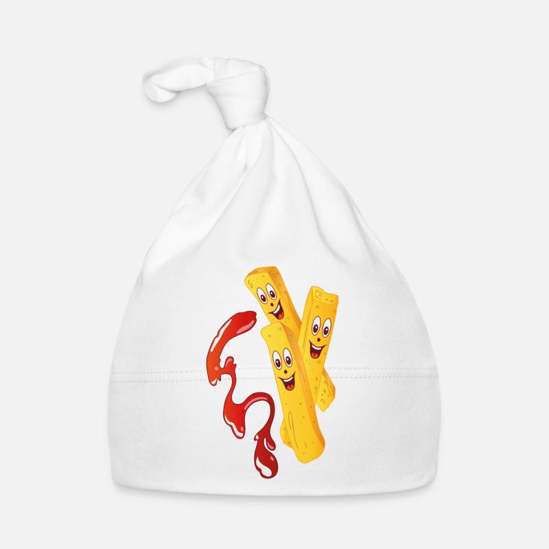 Frites avec des ketchup. Bonnet bio Bébé
