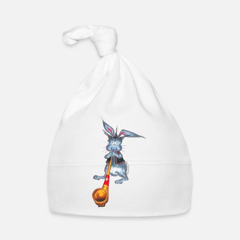 Hase mit Alphorn Baby Bio-Mütze