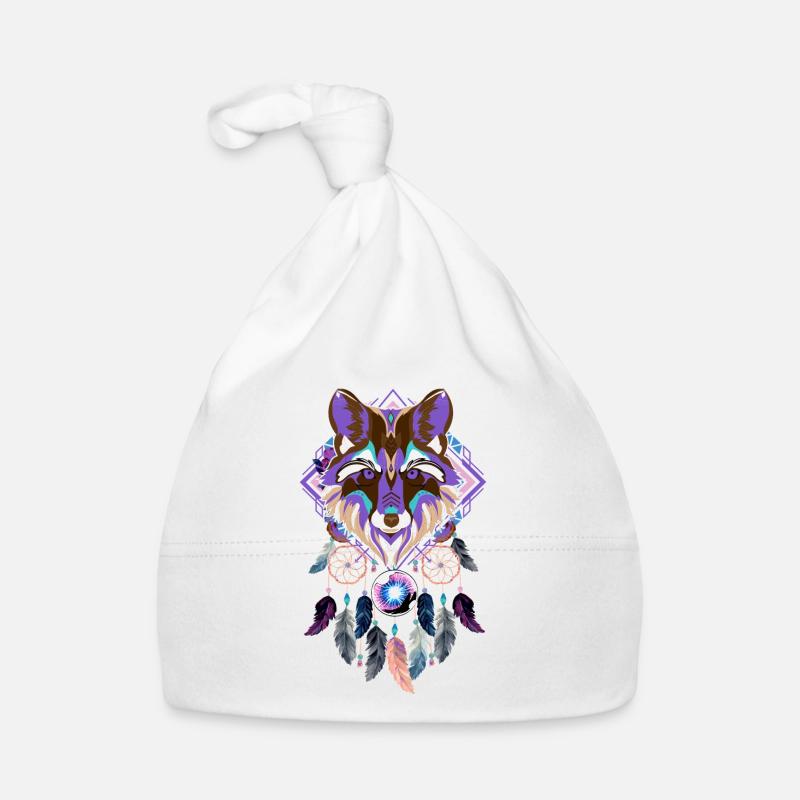 Loup attrape-rêves - Bonnet bio Bébé - blanc