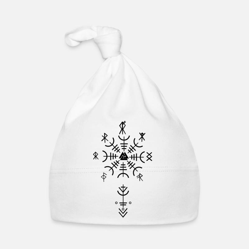 Boussole celtique Viking Vegvisir - Bonnet bio Bébé - blanc