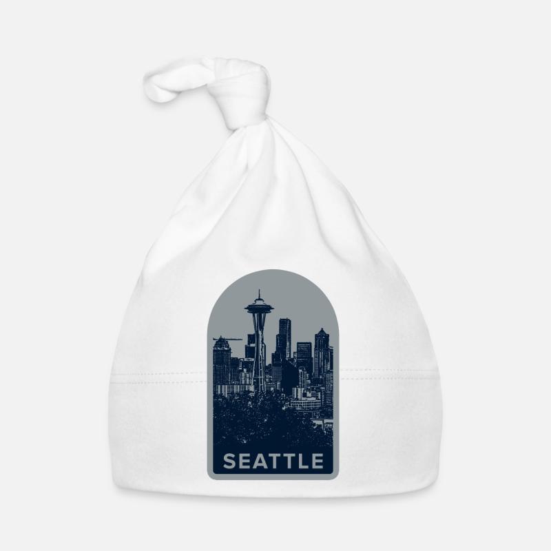 Badge Seattle Skyline : Silhouette Space Needle Bonnet bio Bébé