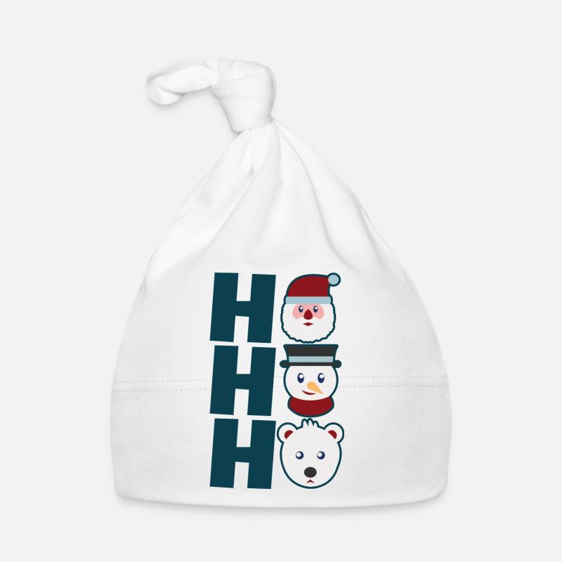 HoHoHo Funny Xmas Stuff Icon Santa Snowman & Bear Organic Baby Cap