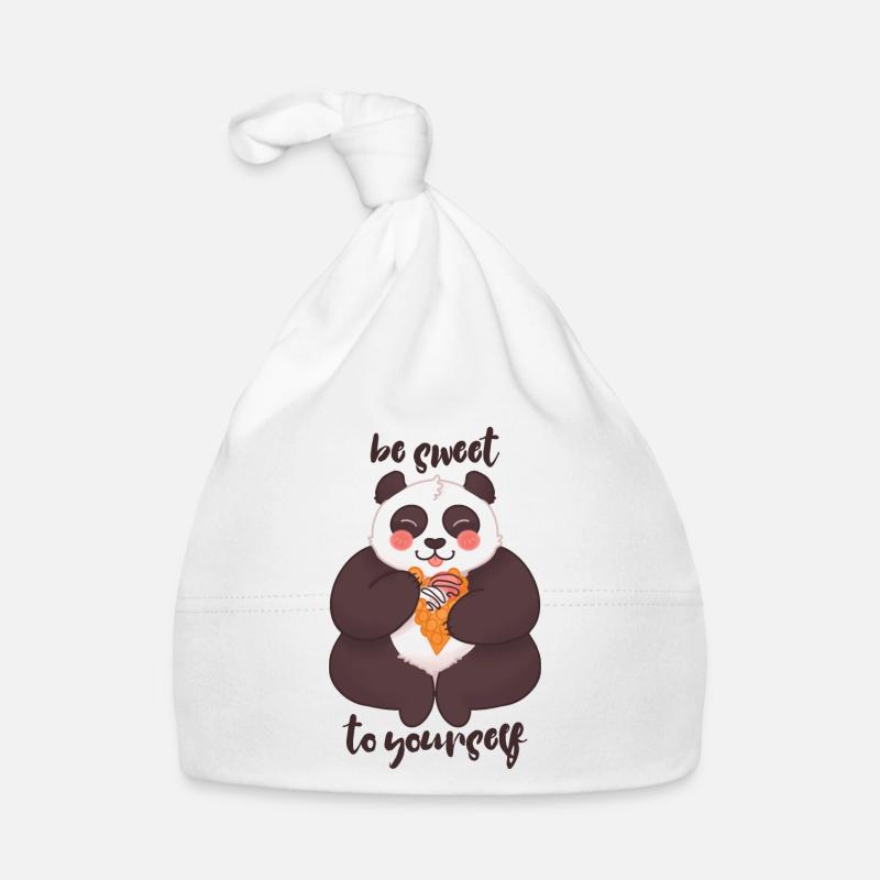 Soyez doux avec vous-même - Panda - Bonnet bio Bébé - blanc