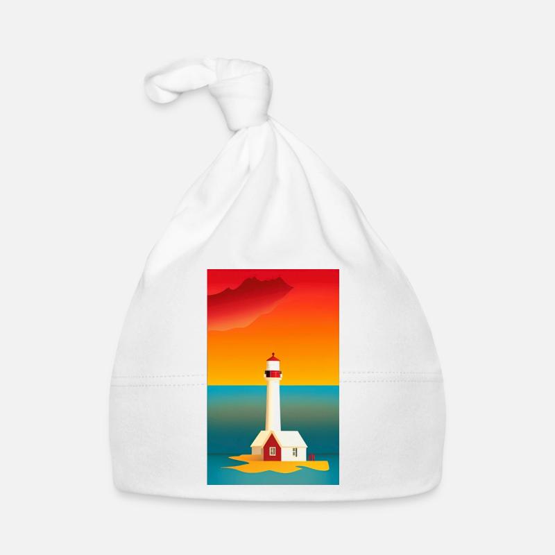 Landschaft Strand Küste Leuchtturm Comic Cartoon Baby Bio-Mütze