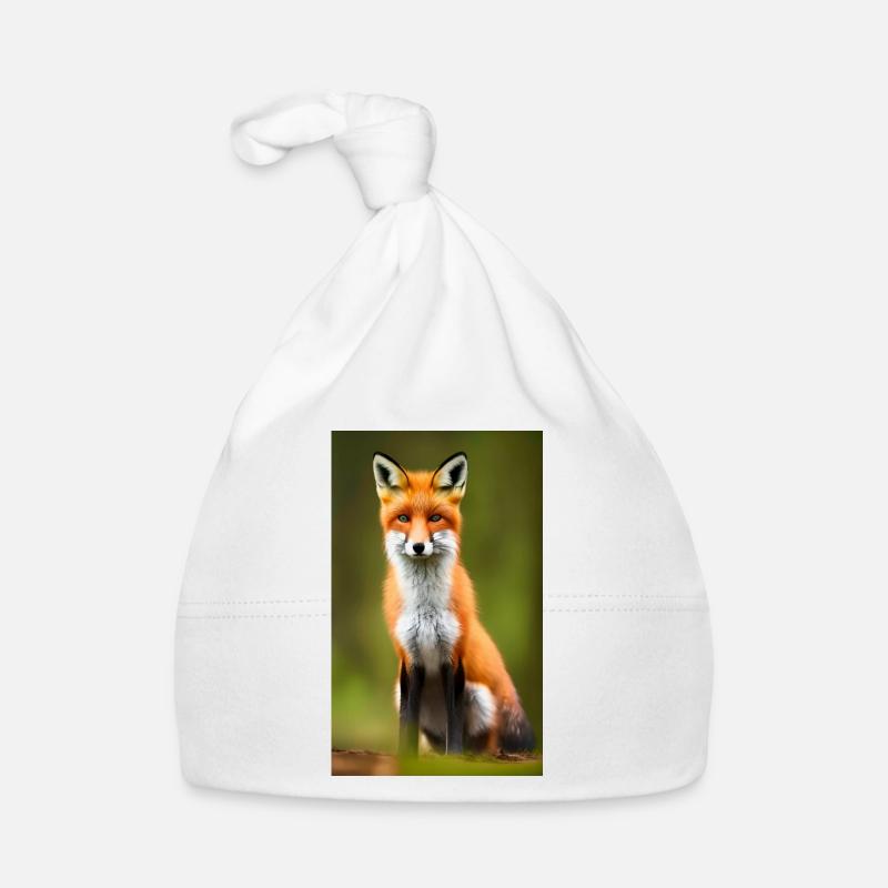 Cool Comic Portrait of a Fox in the forest drawing Organic Baby Cap