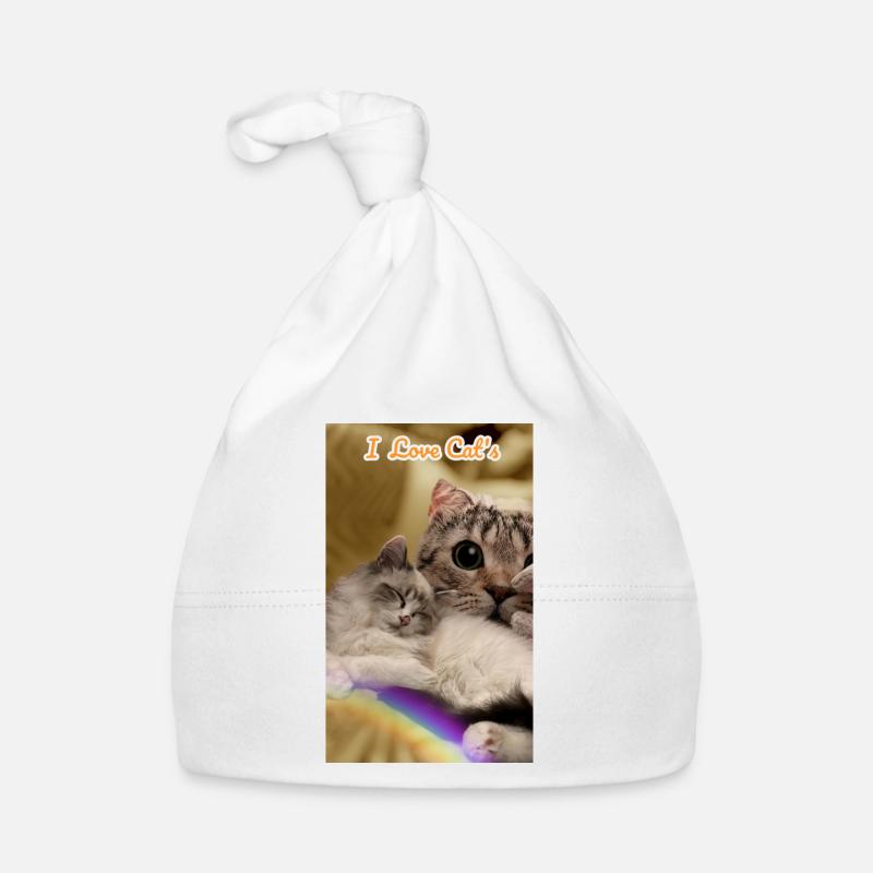 Homesaleor Love Cat’s - Bonnet bio Bébé - blanc