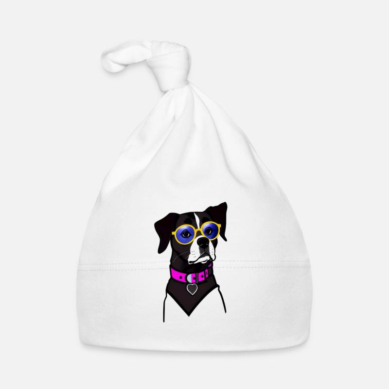 Chien cool avec des lunettes - Bonnet bio Bébé - blanc