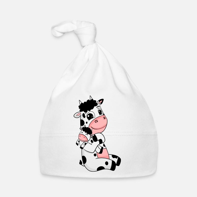 Famille de vaches - Vache avec bébé Bonnet bio Bébé