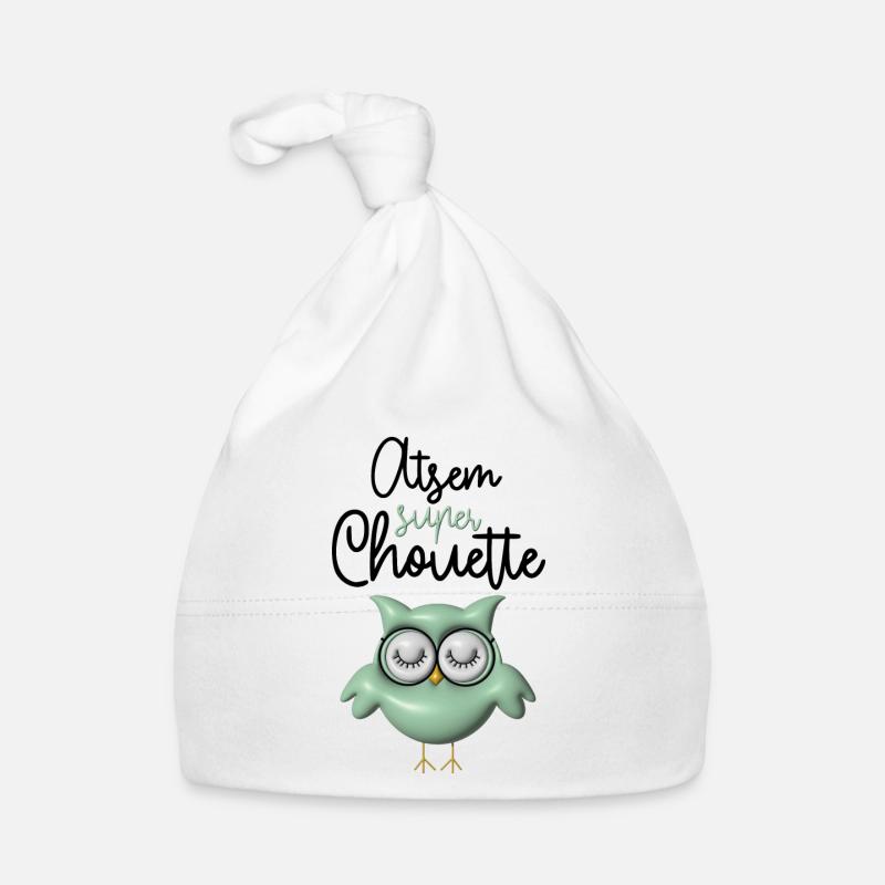 Atsem super chouette verte 3D Bonnet bio Bébé