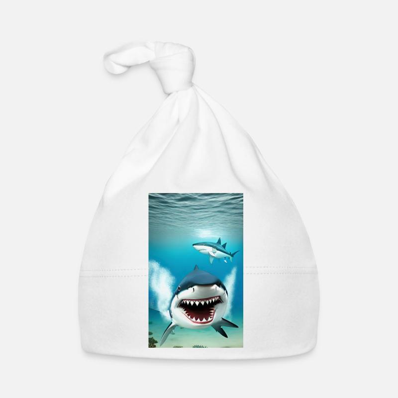 Requin | Grand requin blanc | Créature marine | Poisson Bonnet bio Bébé