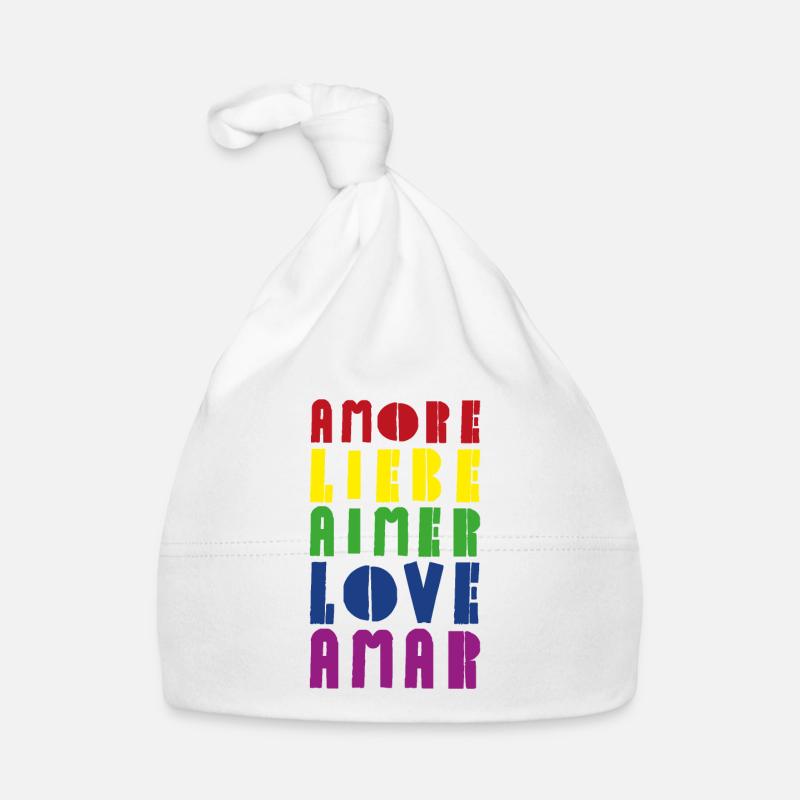 Love Rainbow Diverse Languages Organic Baby Cap