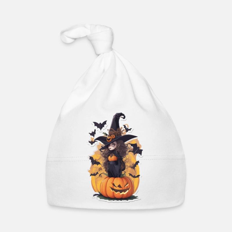 Helloween Pumpkin Witch Organic Baby Cap
