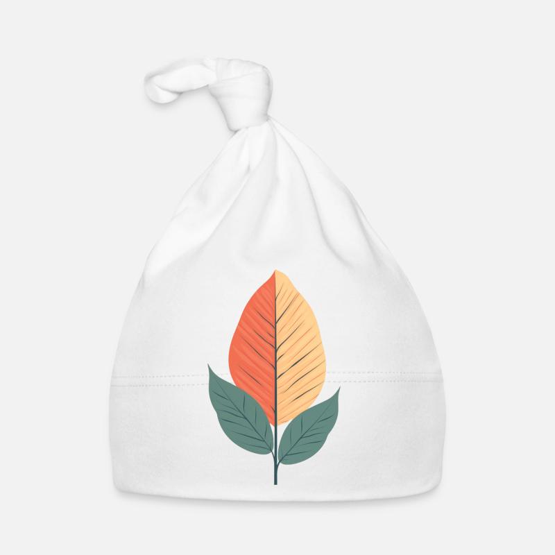 Feuille minimaliste - Bonnet bio Bébé - blanc
