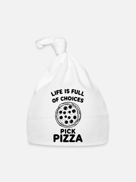 Das Leben ist voller Auswahlmöglichkeiten Pizza auswählen - Baby Bio-Mütze - Weiß - Vorne