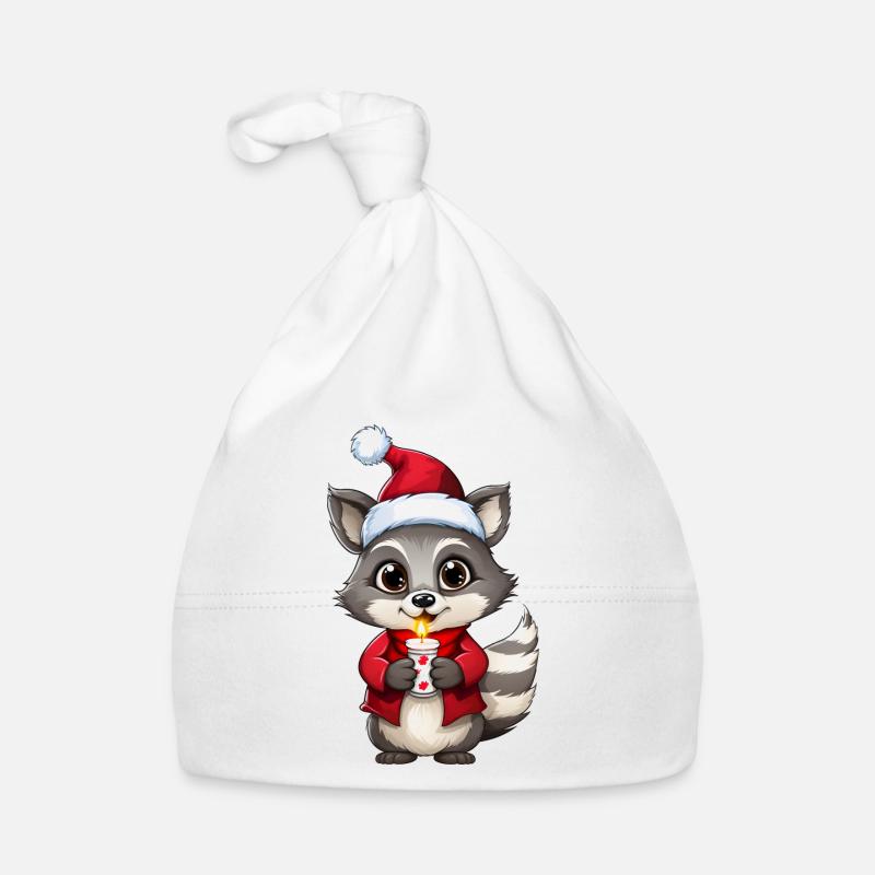 Waschbär in der Weihnachtszeit Comic Design Baby Bio-Mütze