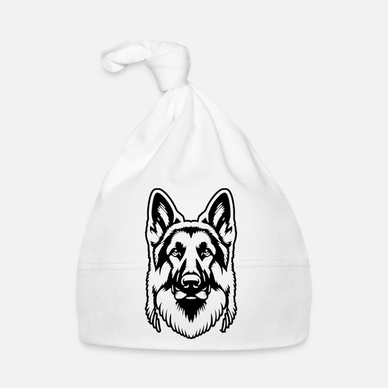 German Shepherd black silhouette from head Organic Baby Cap