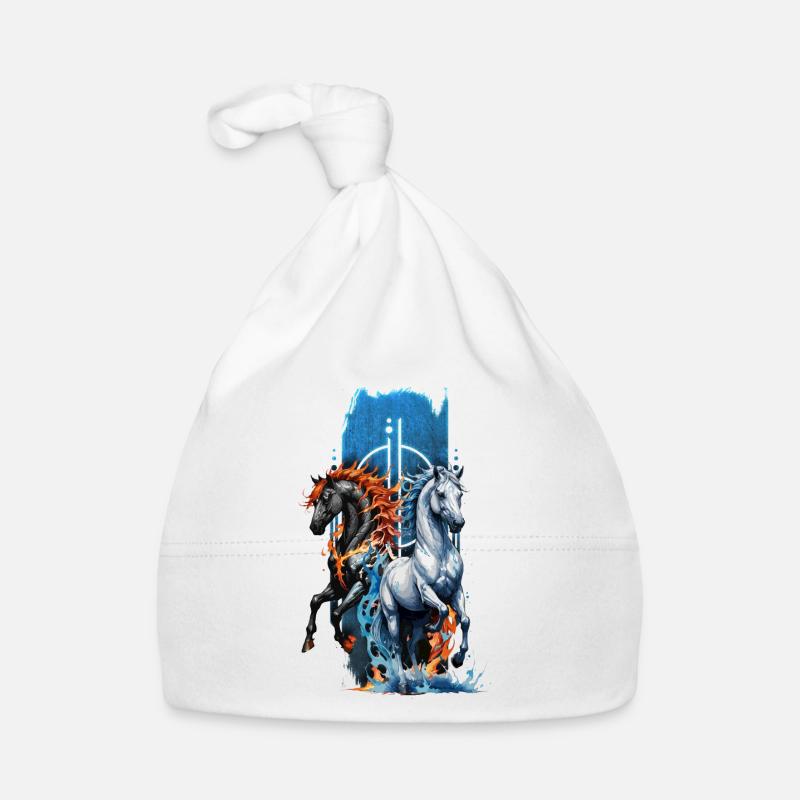 Harmonie éthérée : majestueux cheval d’eau et de feu Bonnet bio Bébé