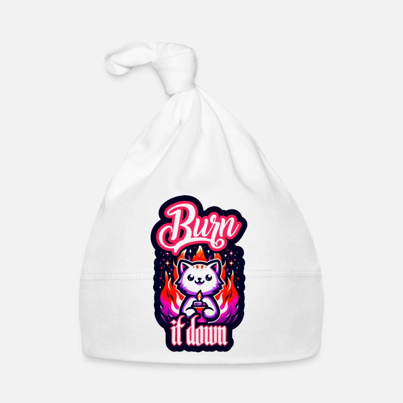 Brûlez-le | Chat avec du feu Bonnet bio Bébé