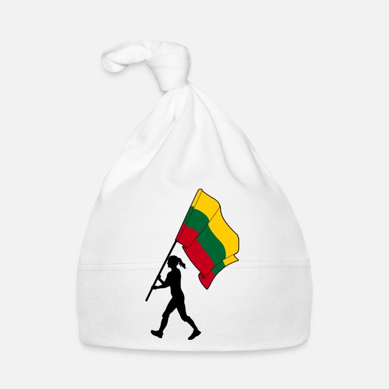 Drapeau Lituanie femme marchant Bonnet bio Bébé