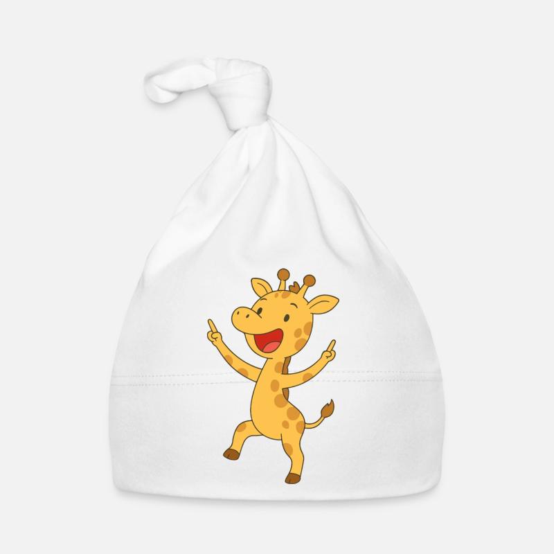 Girafe de bonne humeur - Bonnet bio Bébé - blanc