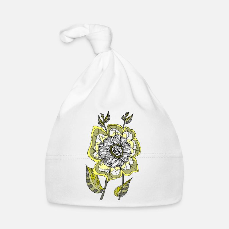 Abstract Rose in Yellow and Grey Tones Organic Baby Cap