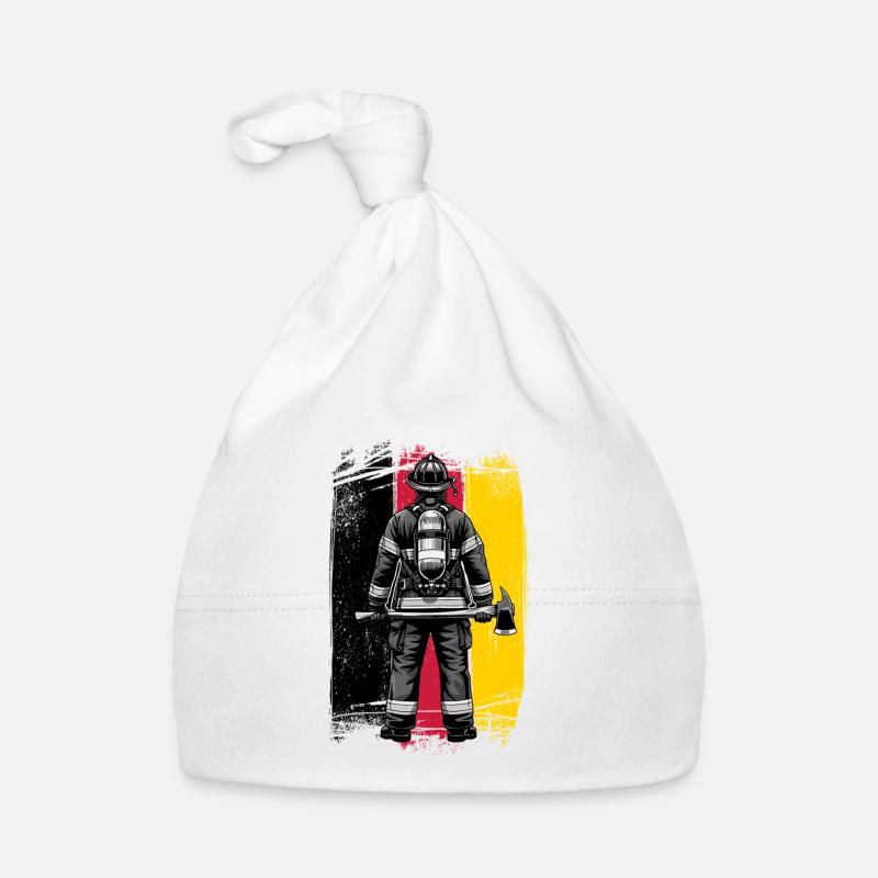 Drapeau des pompiers de l’Allemagne - Bonnet bio Bébé - blanc