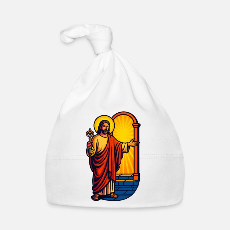 Risen Christ with Key, Jesus Art  Organic Baby Cap