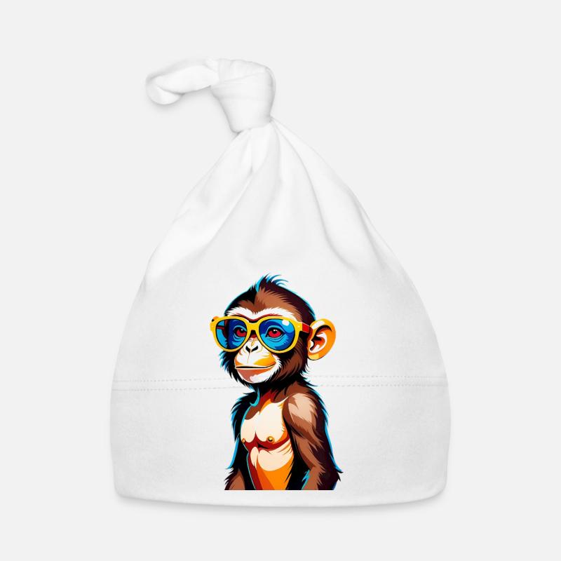 Kunterbunter Affe mit Retro-Sonnenbrille Baby Bio-Mütze