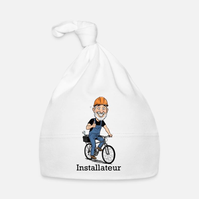 Ouvrier du bâtiment Héros à vélo - Bonnet bio Bébé - blanc