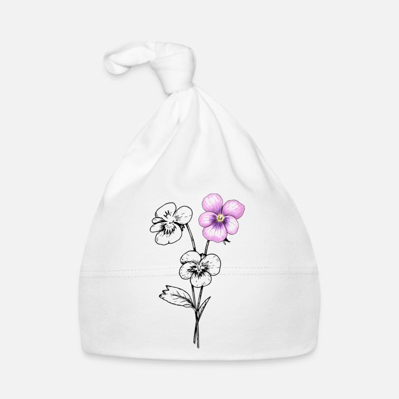 Illustration de fleurs de pensée Bonnet bio Bébé
