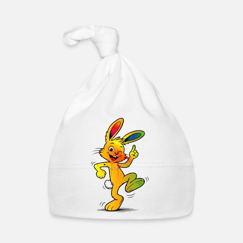 Dessin animé coloré de lapins dessinés drôle pour Pâques Bonnet bio Bébé